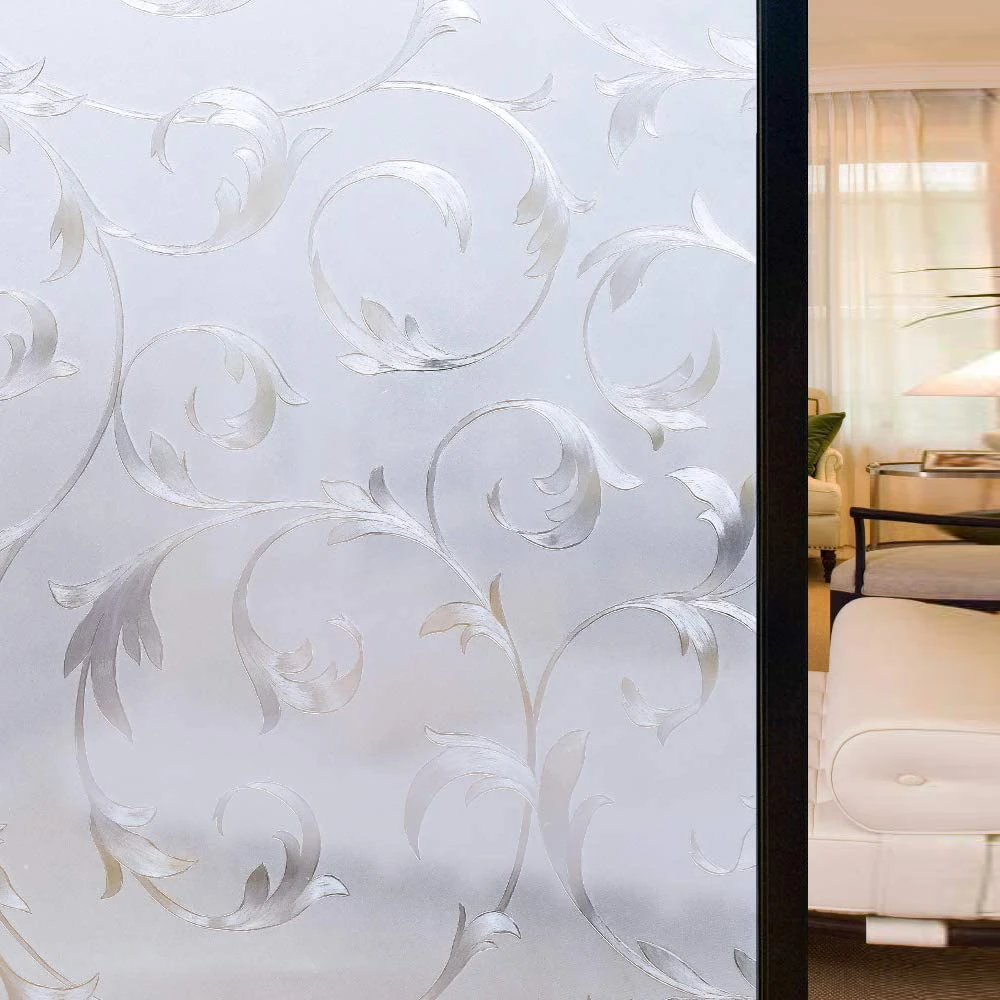 

3D Frosted Window Privacy Film Stained Glass Vinyl Static Cling Adhesive Film Heat Insulation Decorative Window Sticker For Home