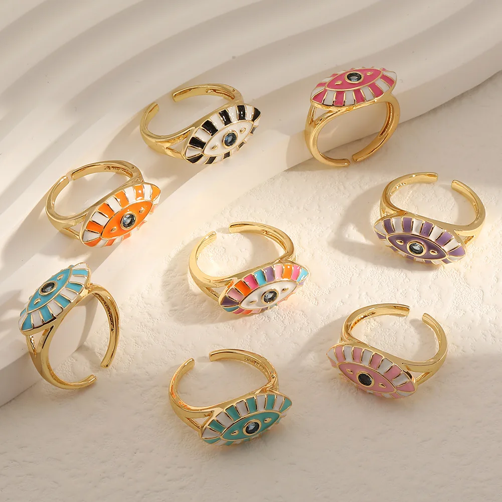 

New Women's Trendy Fashion Jewelry Enamel Oval Open Ring Adjustable Ring Versatile Tail Ring Accessories Party Holiday Gifts