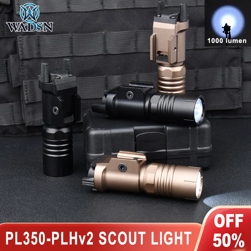 Wadsn PL350_PLHv2 Tactical Flashlight Modlit Metal Gun Rifle Light 1000lumen Hunting Lamp Pistol Rifle for 20MM Picatinny Rail