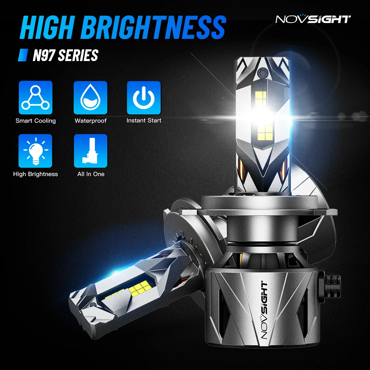 Фото Светодиодные фары Novsight H4/7/11 LED-Scheinwerfer CANBUS высокой мощности 240W 9005/HB3 9006/HB4 9003/HB2 LED-Autolichter 6500K №2