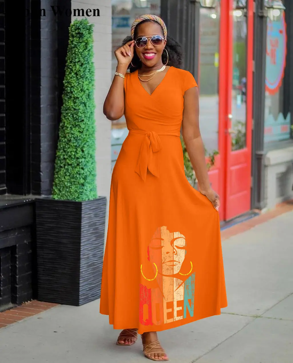 

Летнее Модное Длинное Платье на шнуровке с принтом, Африканское женское элегантное офисное платье с V-образным вырезом и коротким рукавом, с высокой талией, на шнуровке, ТРАПЕЦИЕВИДНОЕ женское платье