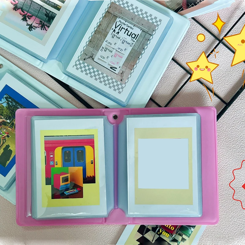 

40 Sleeves 3 Inch Photo Album Photo Round Hollow Photocard Holder Book Collect Cute Star Chasing Album Hand Account Book