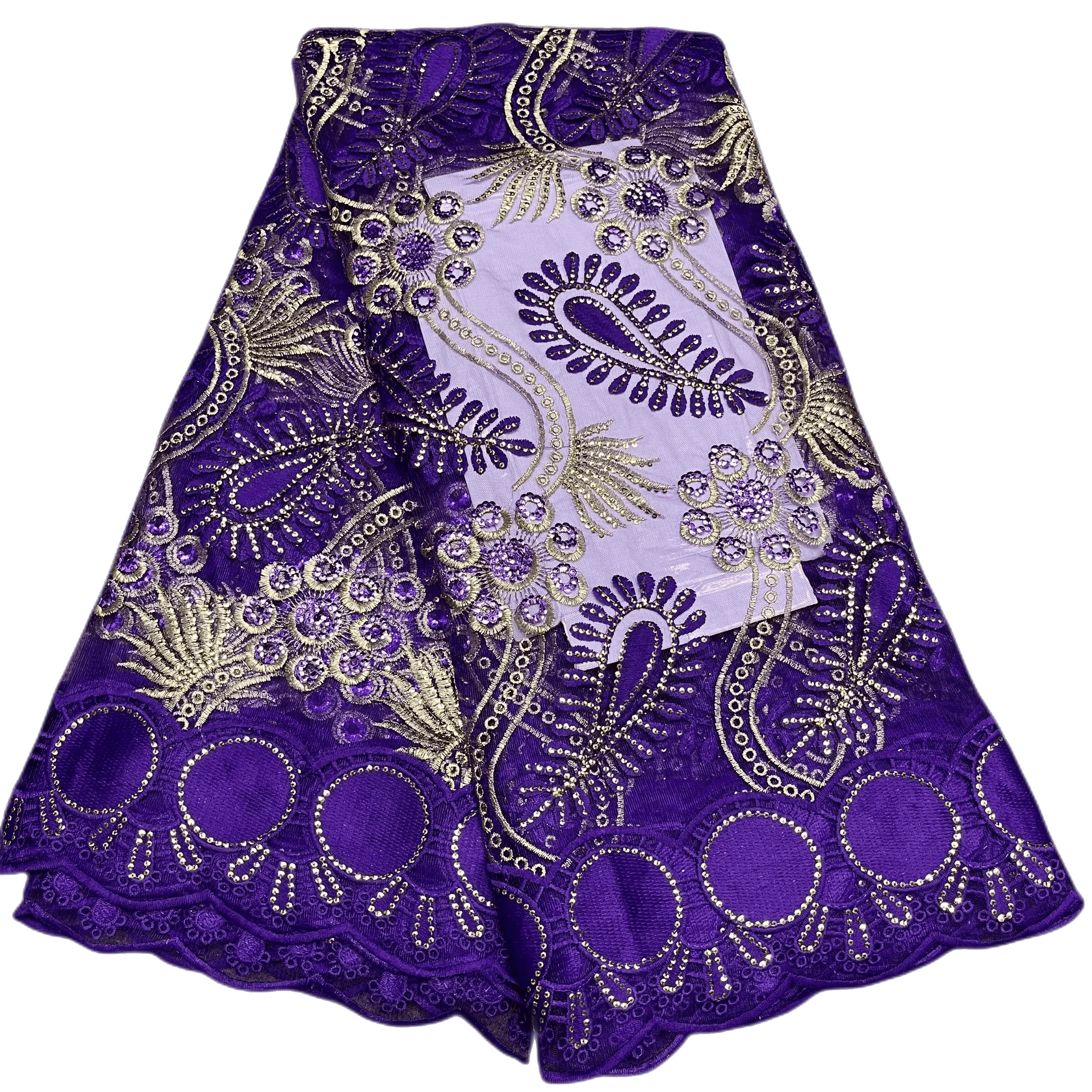 

Sting High Quality Latest Soft Elegant African Tulle Lace Sequins Fabric For Wedding Party Dress KK588_R