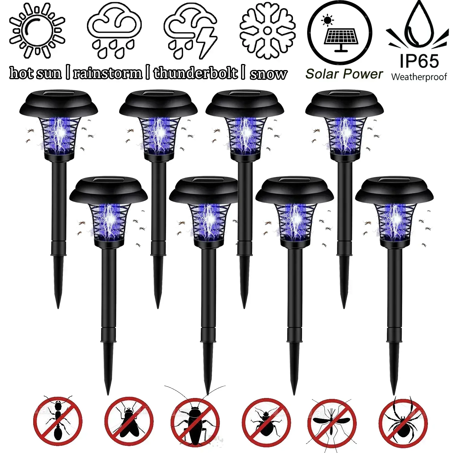 Ловушка Для Комаров На Солнечной Энергии Водонепроницаемое Светодиодное