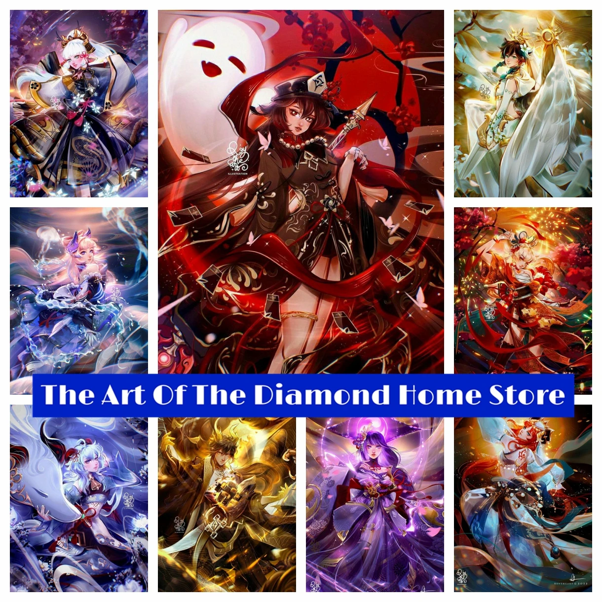 

Genshin Impact 5D DIY AB Diamond Painting Embroidery GanYu HuTao Game Cross Stitch Diamond Mosaic Handmade New Collection 2023