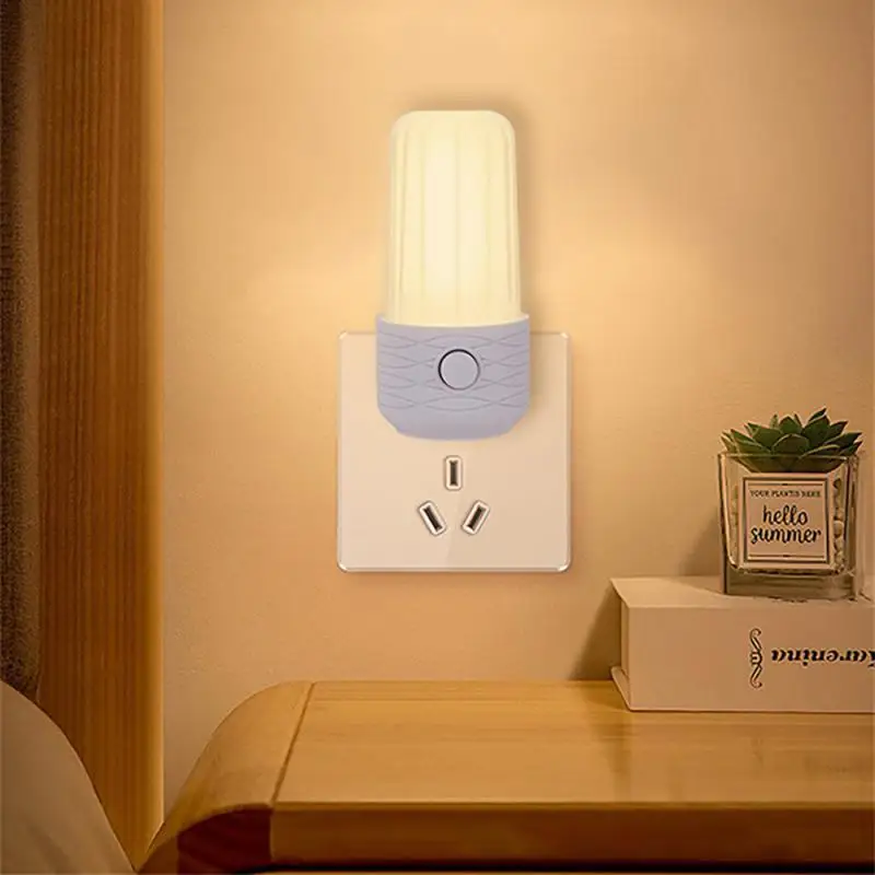 

Portable Socket LED Night Light EU US Plug-In Bedside lamp Switch Bedroom Reading Book Light 2 colors Light Dimming Wall Lamp