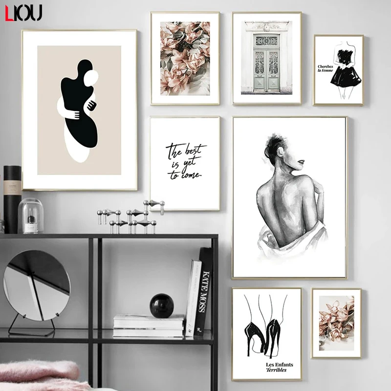 Плакат с розовыми пионами Романтический Модный Настенный декор для комнаты