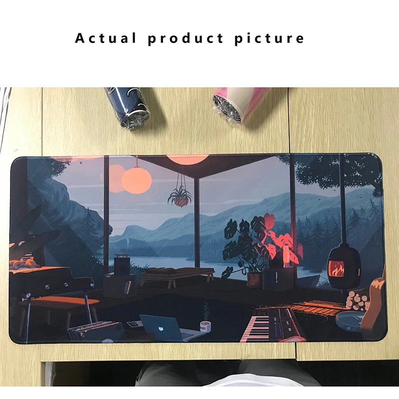 Cute Large Gaming Keyboard Mouse Pad XL Green Botany Computer Gamer Tablet pad Mousepad with Edge Locking Rubber Play Mice Mats