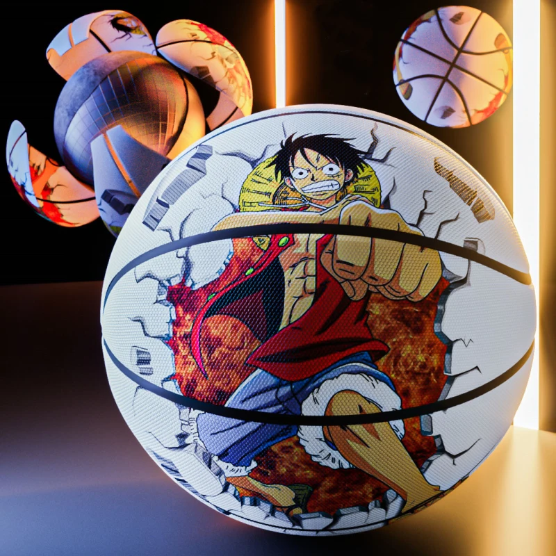 ONE PICECE Luffy Basketball Size 7  Sea Robber Indoor Superfiber PU Soft Leather High Elasticity Indoor Outdoor Street Ball