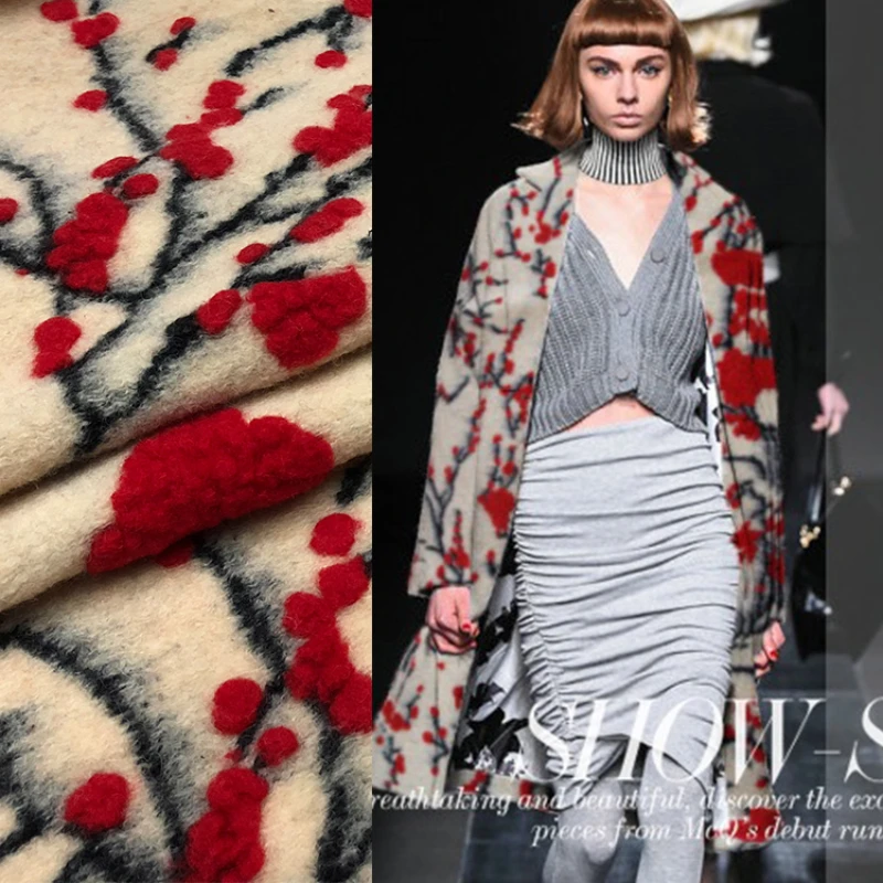 

Wool Cashmere Fabric Autumn Winter Thickened Three-dimensional Jacquard Material European Brand Fashion Catwalk Clothing Fabrics