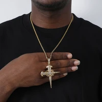 hiphop full cubic zircon gold plated copper cross pendant necklace hip hop mens rock party jewelry for mens