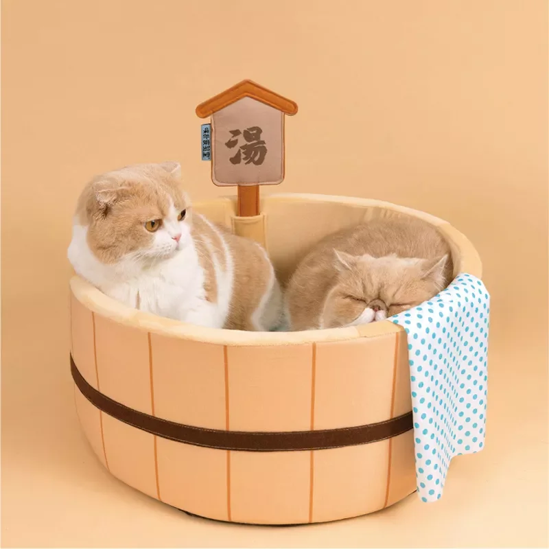 

Новая кошачья кровать в японском стиле, удобная модель для собак, съемная корзина для щенков, безопасная котята, гнездо, плюшевая подстилка ...