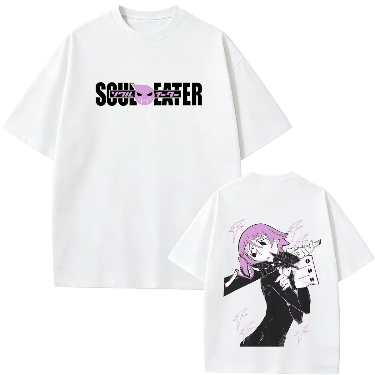 Фото Футболка с графическим принтом Anime Soul Eater Crona, мужская одежда, винтажная уличная одежда в стиле манга, мужская модная повседневная футболка оверсайз с круглым вырезом №3