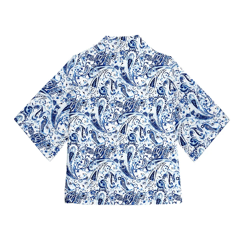 3XL Couple Print Kimono Robe Summer New Casual Loose Bathrobe 3/4 Sleeve Rayon Cardigan Loungewear Home Coat Jacket