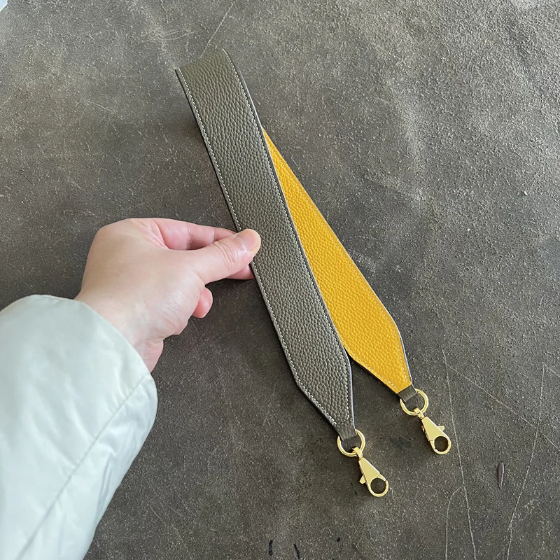 4cm Wide Full Leather Picotin Kelly Bag Shoulder Strap Togo Cowhide Etoupe Color Blocking Design Steel Buckle Bag Accessories