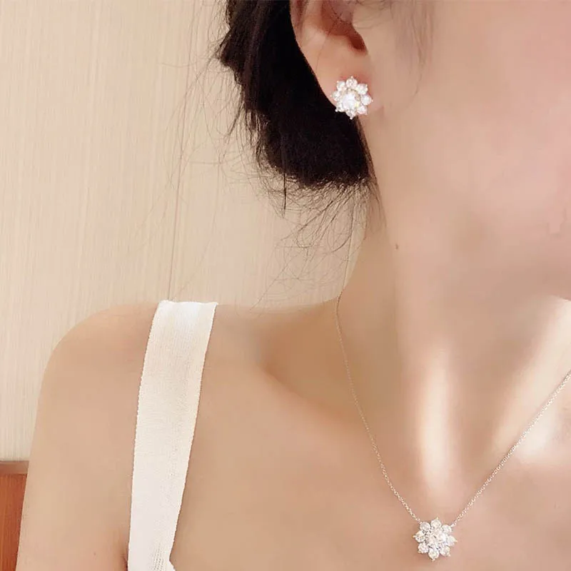 Модные серьги-гвоздики High Sense Sun Flower S925 стерлинговое серебро высокоуглеродистый