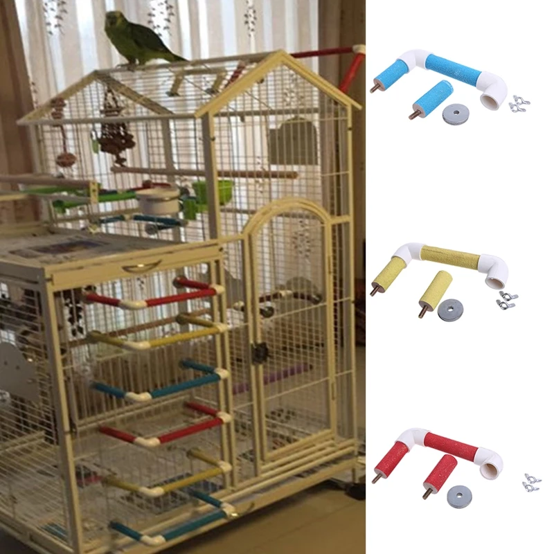 

Pet Bird Parrot Cage Perch Stand Platform Paw Grinding Chew Bite Playing Toys
