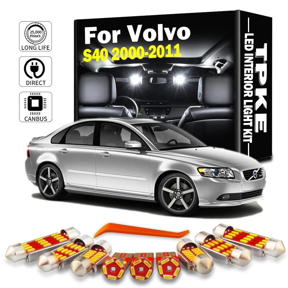 

TPKE Canbus Error Free LED Interior Light Kit For 2000-2010 2011 Volvo S40 Car Accessories Map Dome Reading License Plate Lamp