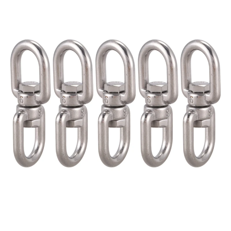 

5X Marine Mooring Stainless Steel 6Mm 15/64 Inch Eye To Eye Swivel Ring