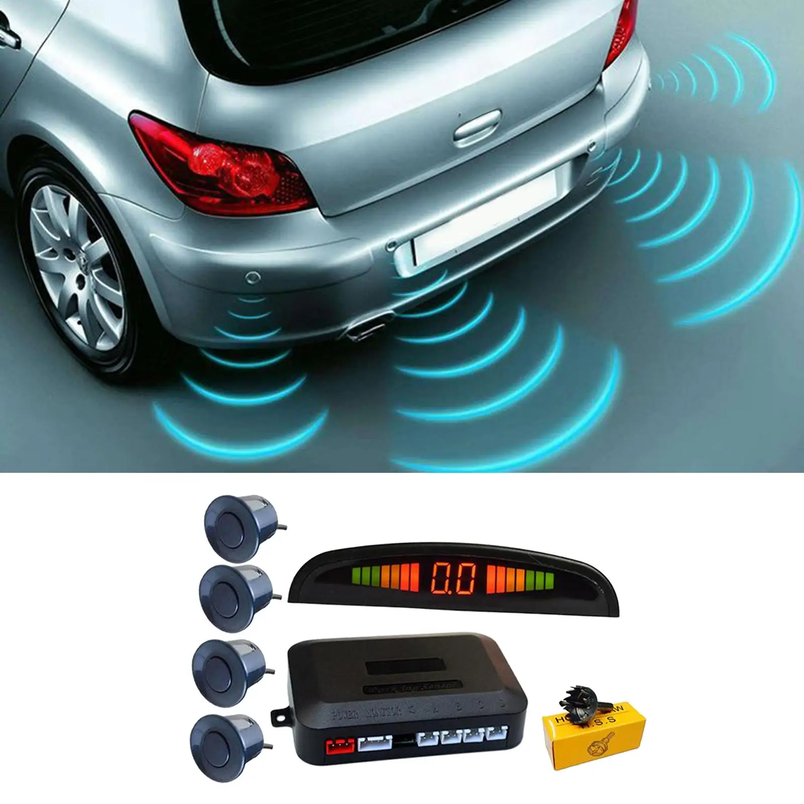 

SUV 4 Sensors LCD Car Backup Reverse Rear System Alert Alarm Kit