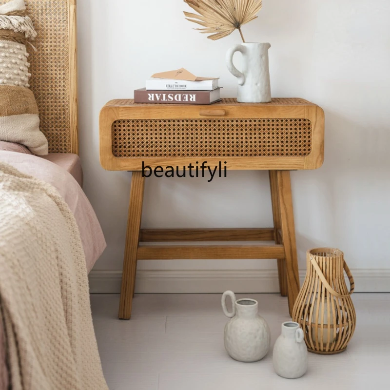

Высококачественный ротанговый прикроватный столик из массива дерева zqSolid, маленький стол, домашняя фотография