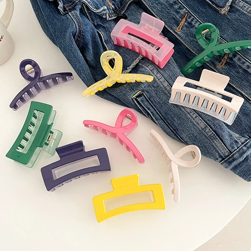

2022 Korean Arcrylic New Contrast Color Shark Crab Claw Hair Clips Hair Accessories For Women Hair Styling Tool Ornament Gift