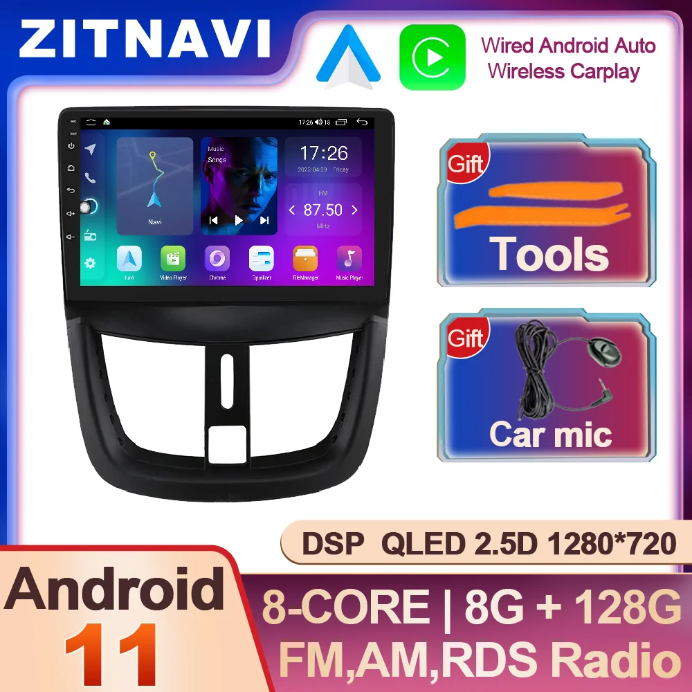 

Android 11 Car Radio for Peugeot 207 2006 - 2015 Autoradio Car Stereo Multimedia Player Wireless Carplay Auto Navigation GPS DSP