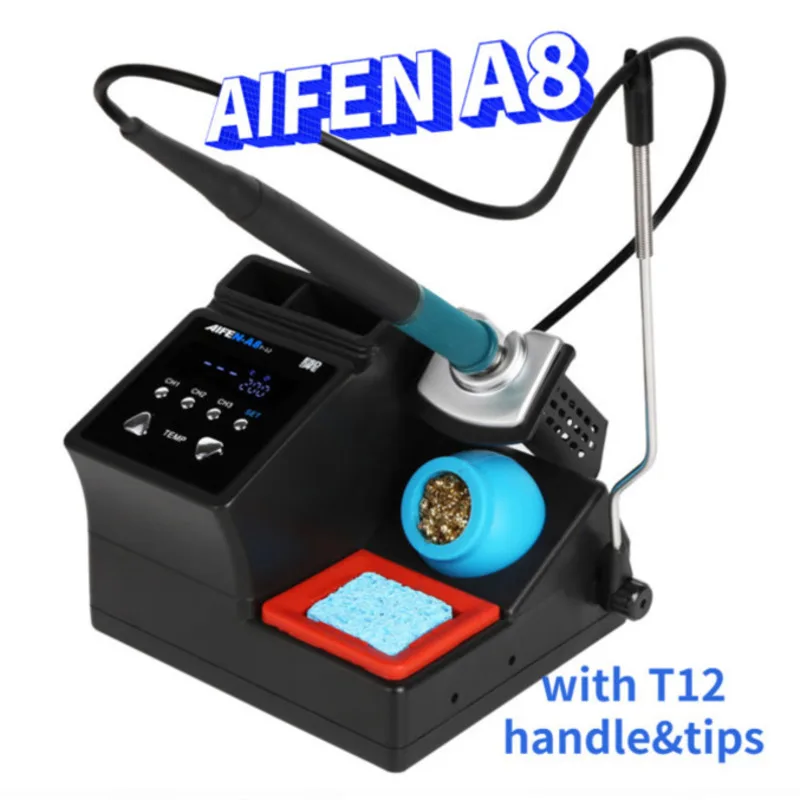 

Паяльная станция AIFEN A8 с цифровым дисплеем, ручка T12, умный режим сна 1-1. Быстрое нагревание для сварки электроники и ремонта