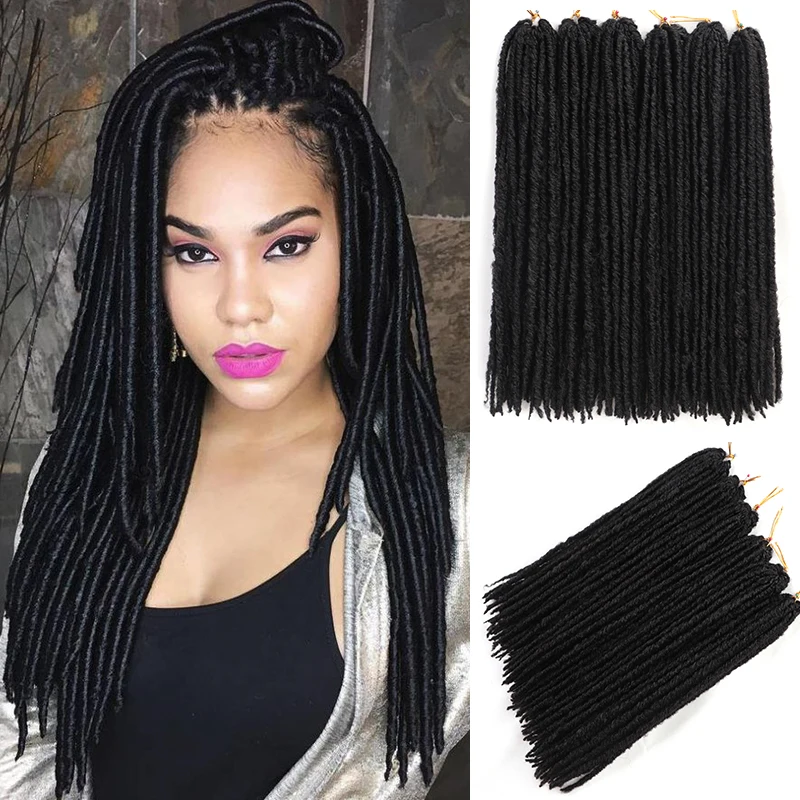 

Straight Faux Locs Crochet Hair Braiding Synthetic Dreadlocks Extension Pre-Looped Blonded Synthetic Braids for Afro Women