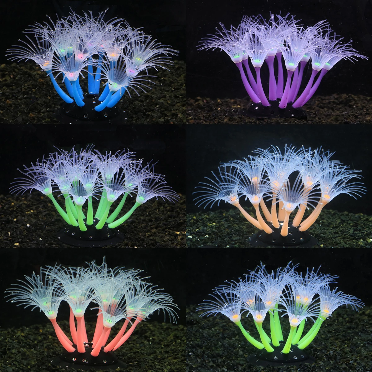 

1Pc Silicone Glowing Artificial Coral Fish Tank Decorations Glow In The Dark Fake Coral Ornament Aquarium Underwater Decor Plant