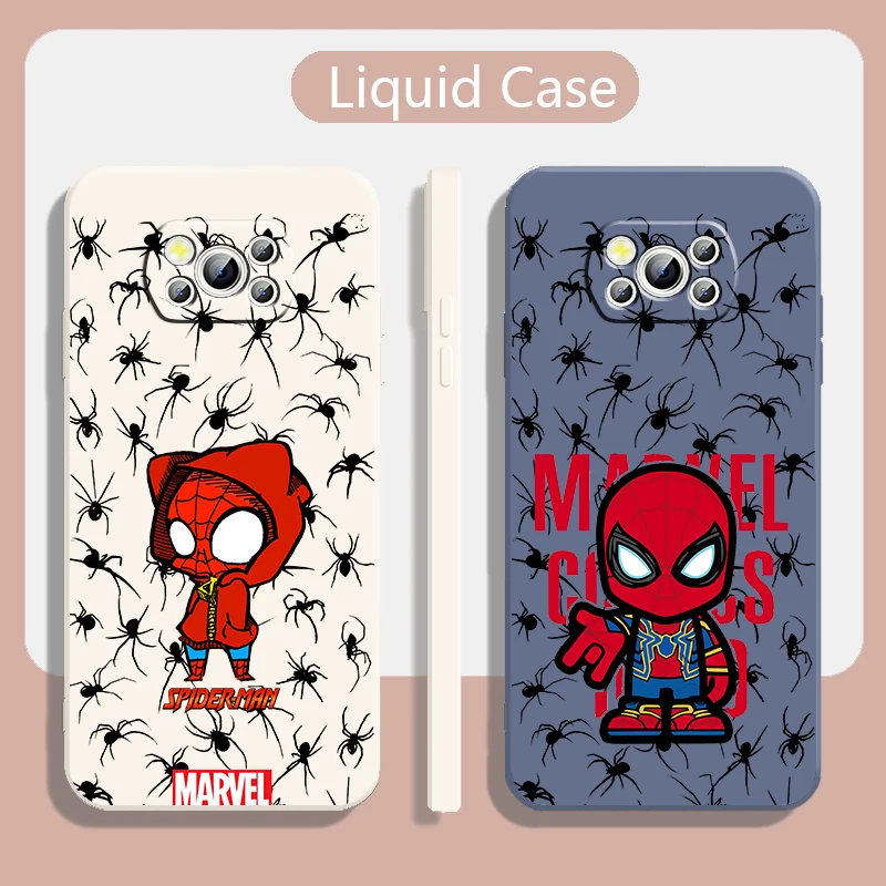 

Superhero Spider-man Marvel Case For Xiaomi Mi Poco X4 X3 C40 C3 M4 M3 F4 F3 GT Pro NFC 5G Soft Liquid Rope Phone Cover