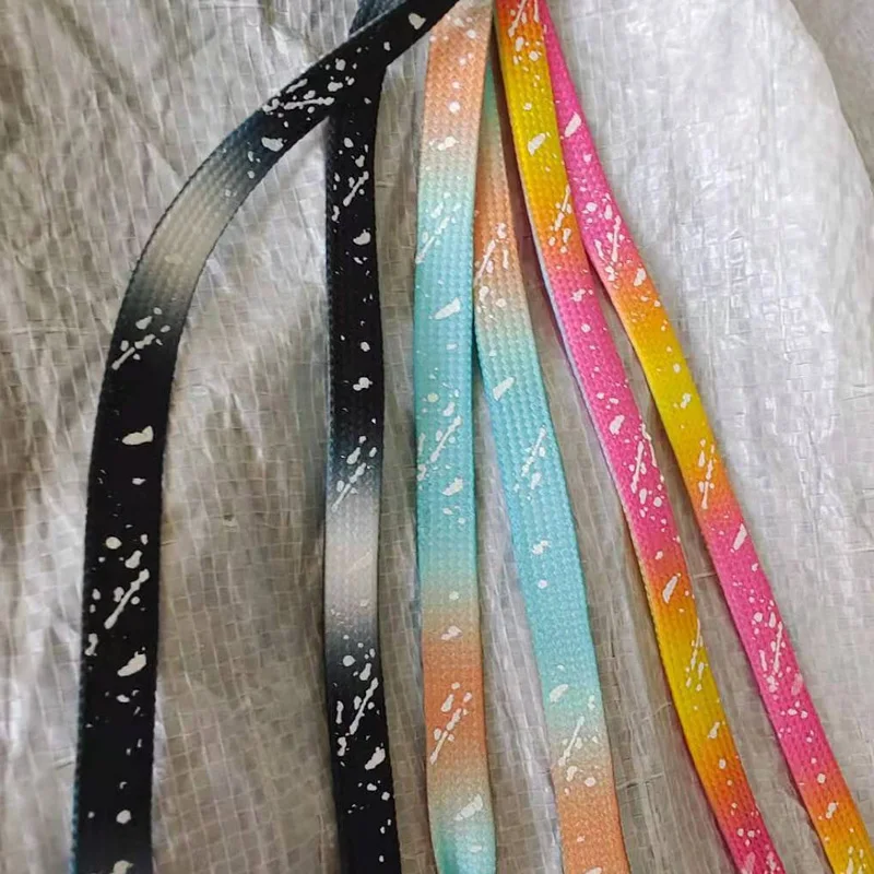 1Pair Luminous Shoe Laces Quality Fluorescent Shoelaces For Sneakers Flat Laces Ink Splatter Shoelace Tie-dyed Shoes Strings