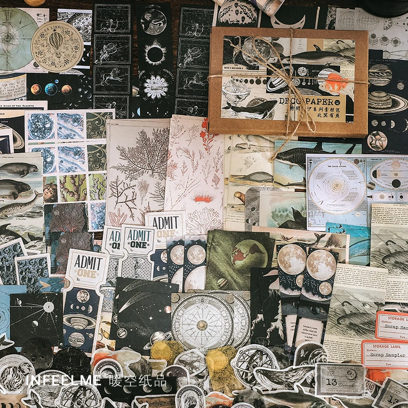 Journamm 200pcs/pack Vintage Ephemera Pack for Scrapbooking Supplies Decoupage Junk Journal Kit Collage Craft Notebooks Album