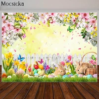 spring garden easter backdrop rabbit bunny egg butterfly decor baby shower birthday photography background photo studio props