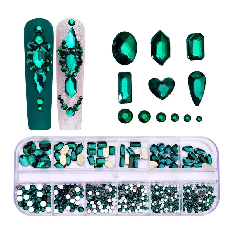 

1Box Multi Size AB/Colorful Hotfix Rhinestones Flatback Crystal Diamond 3D Glitter Gems Luxurious Nail Art Decorations FB04JK01&