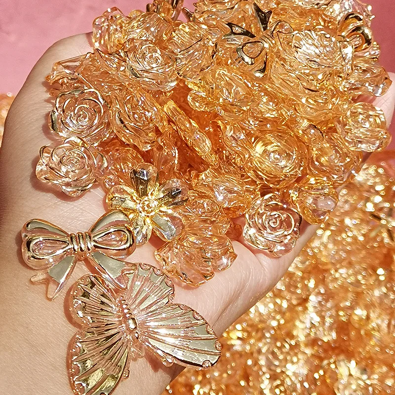 

Акриловые бусины Starry Gold для ювелирных изделий, 380 шт., аксессуары для орнамента, пластиковая лента, галстук, бант, розовый цветок, лепесток, Ба...