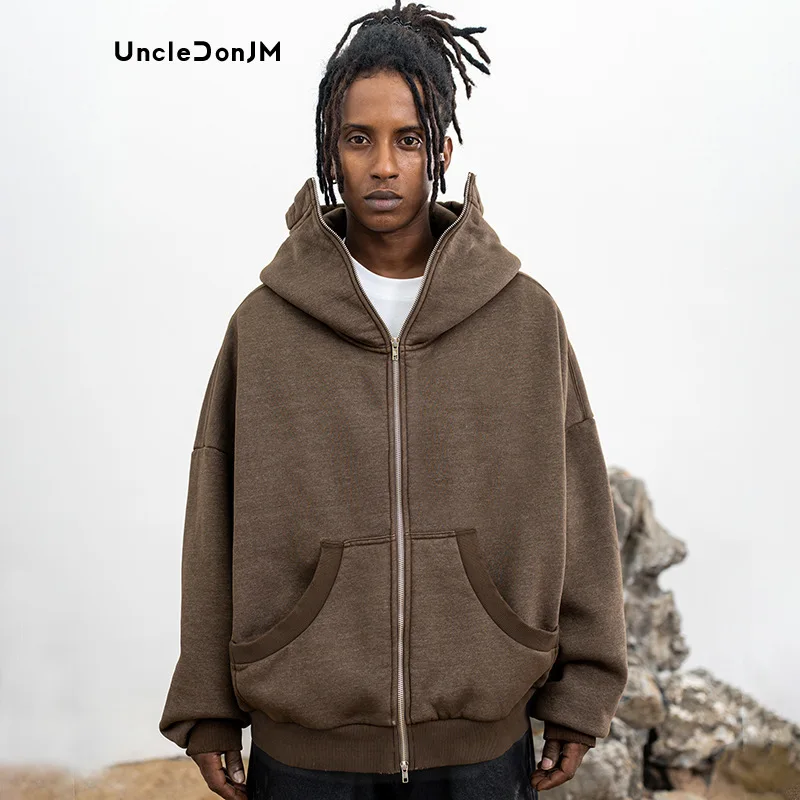 

Ninja Covered Face and Washed Vintage Solid Color Cardigan Zip Up Hoodies