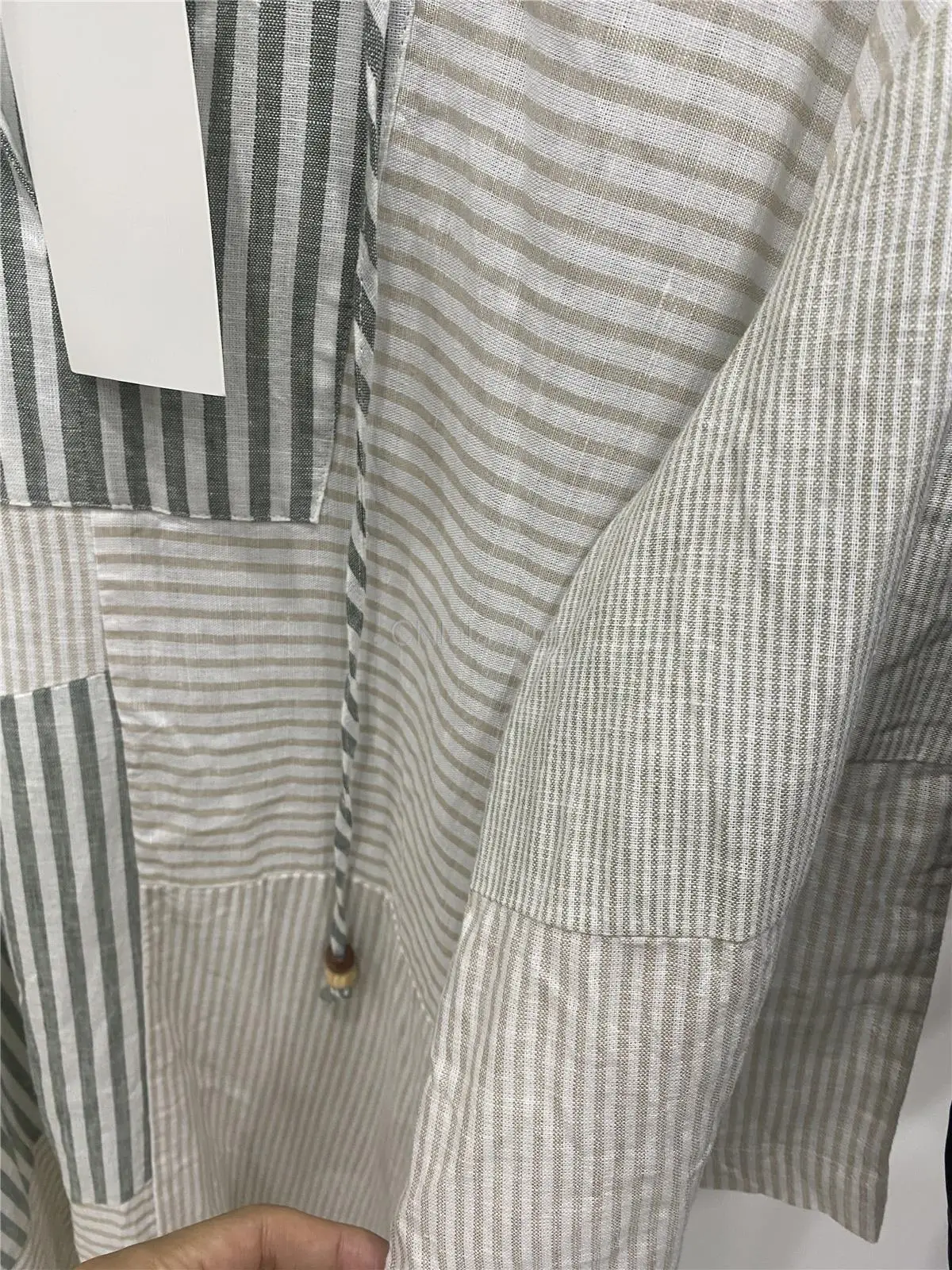 CNlalaxury летнее Новое пляжное платье модное льняное лоскутное Полосатое свободное