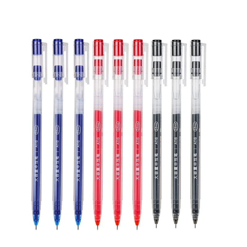 (0)eli 6Pcs Żelowy długopis o dużej pojemności 0.5mm Czarny Niebieski Czerwony Szybkoschnący atrament Artykuły papiernicze Wysokiej jakości