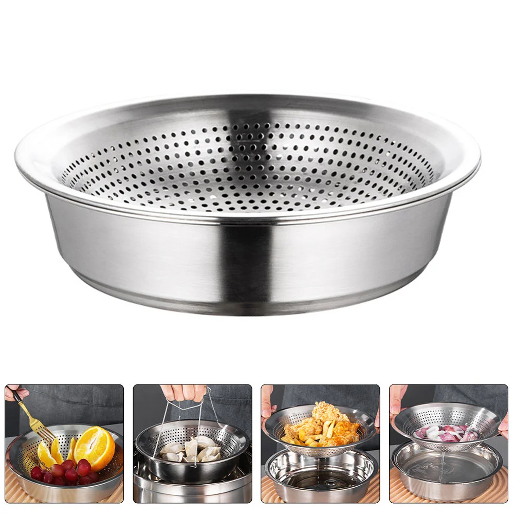 

Stainless Steel Drain Basin Colander Strainer Vegetable Fruit Filter Bowl Convenient Kitchen Gadgets Fruits Washing