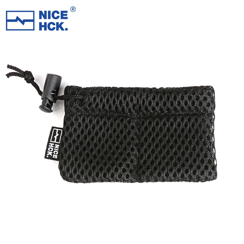 

NiceHCK Black Mini Polyester Mesh Carrying Bag Drawstring Storage Pouch Prevent Metal Resin Earphone Heads From Bumps Scratches