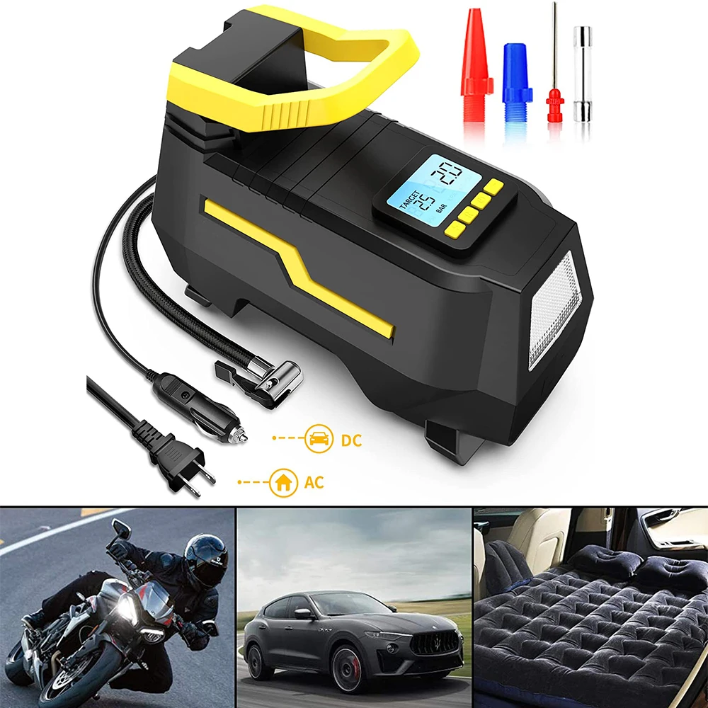 2-in-1 Dual Power Portable Electric Air Pump For Car Vehicles Motorcycle