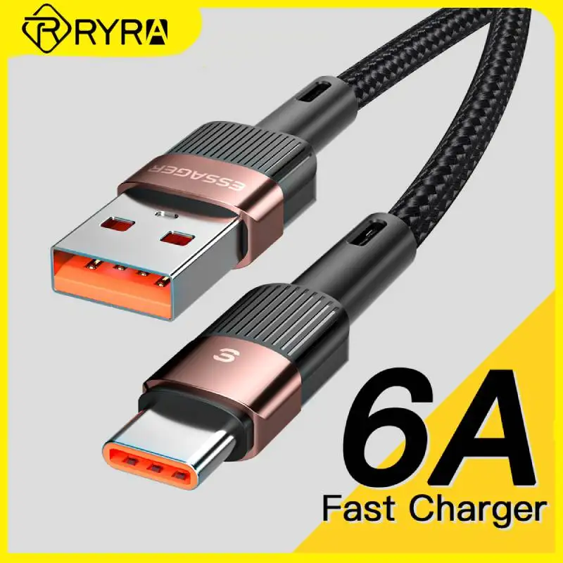 

RYRA USB C Cable Fast Charging Wire 6A PD 66W Charger Line Type C Data Cord For For Huawei P30 P40 Samsung S21 Ultra S20 Poco