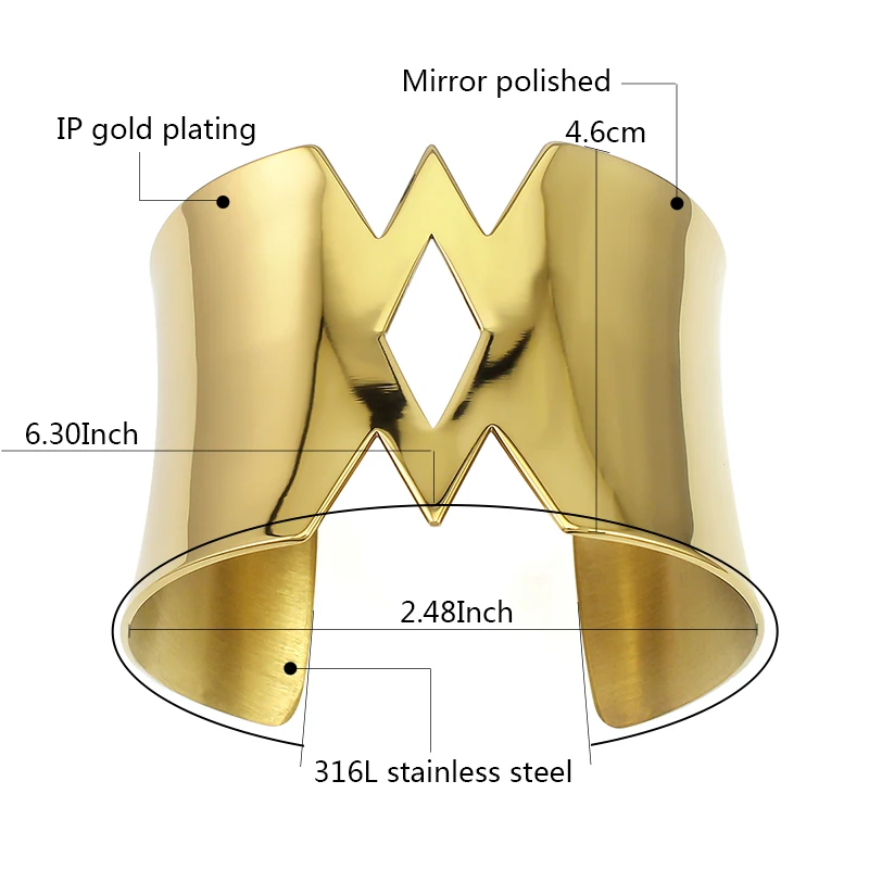 Панк большой толстый манжет золотые украшения шириной 4 6 см любовный браслет