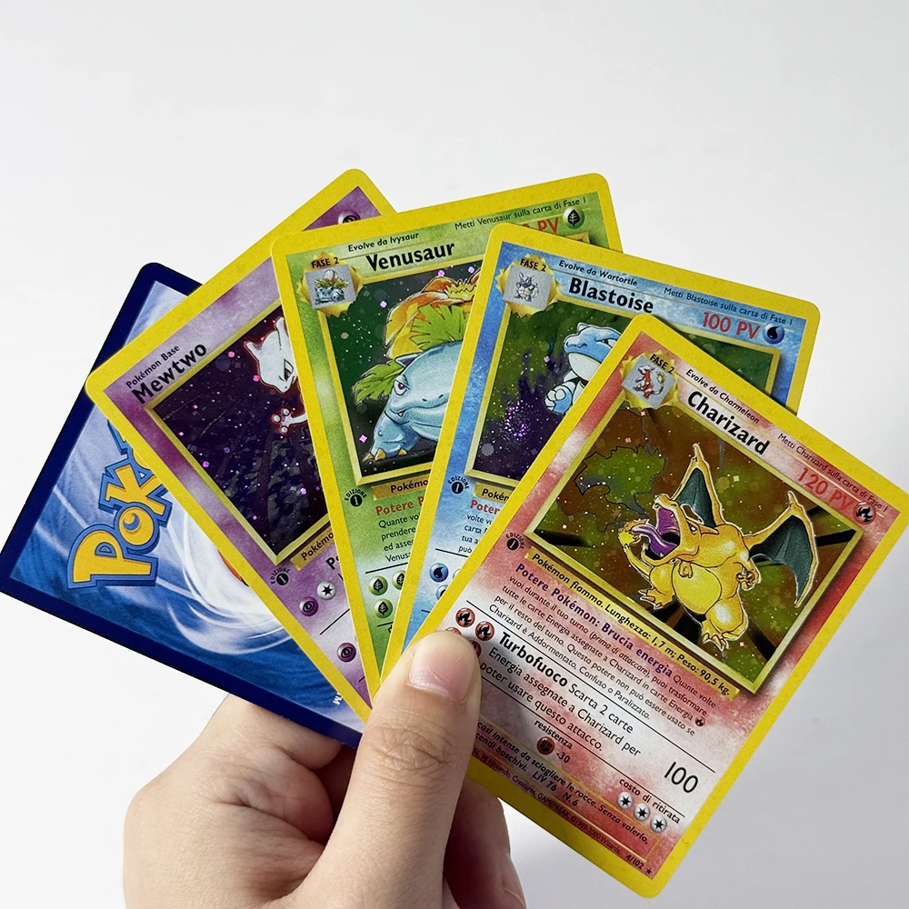 Фото Итальянский базовый набор Pokémon, фольгированные игровые карты DIY PTCG: Алаказам, Бластойс, Гьярадос, Чаризард, Магнетон, Мьютв, Нидокинг, Венузур, Запдос. №5