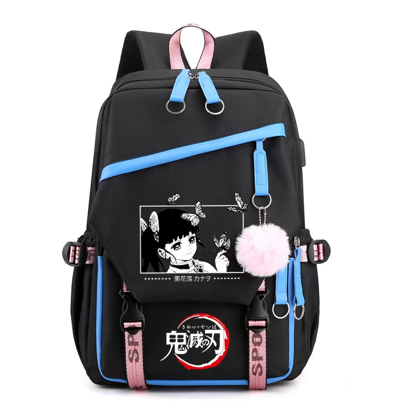 

Demon Slayer Anime Bags for Women Kochou Kanae Kawaii Backpack Casual Daily Sac A Dos Kimetsu No Yaiba Teenager School Bags