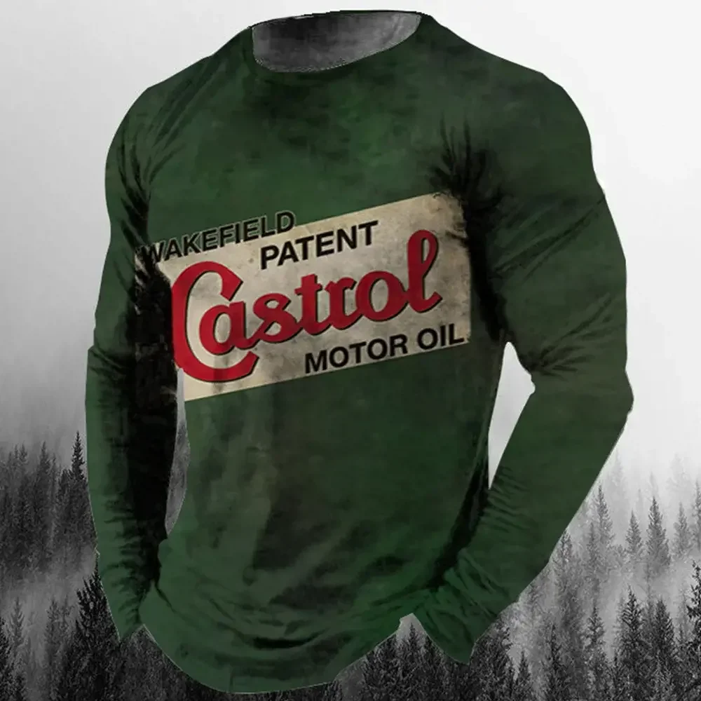 Футболка мужская хлопковая с длинным рукавом винтажная Байкерская тенниска 3D