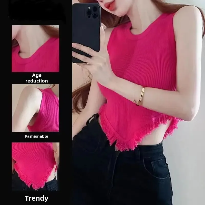 Redfringedknit Майка женская осенняя верхняя одежда нерегулярный топ без рукавов с