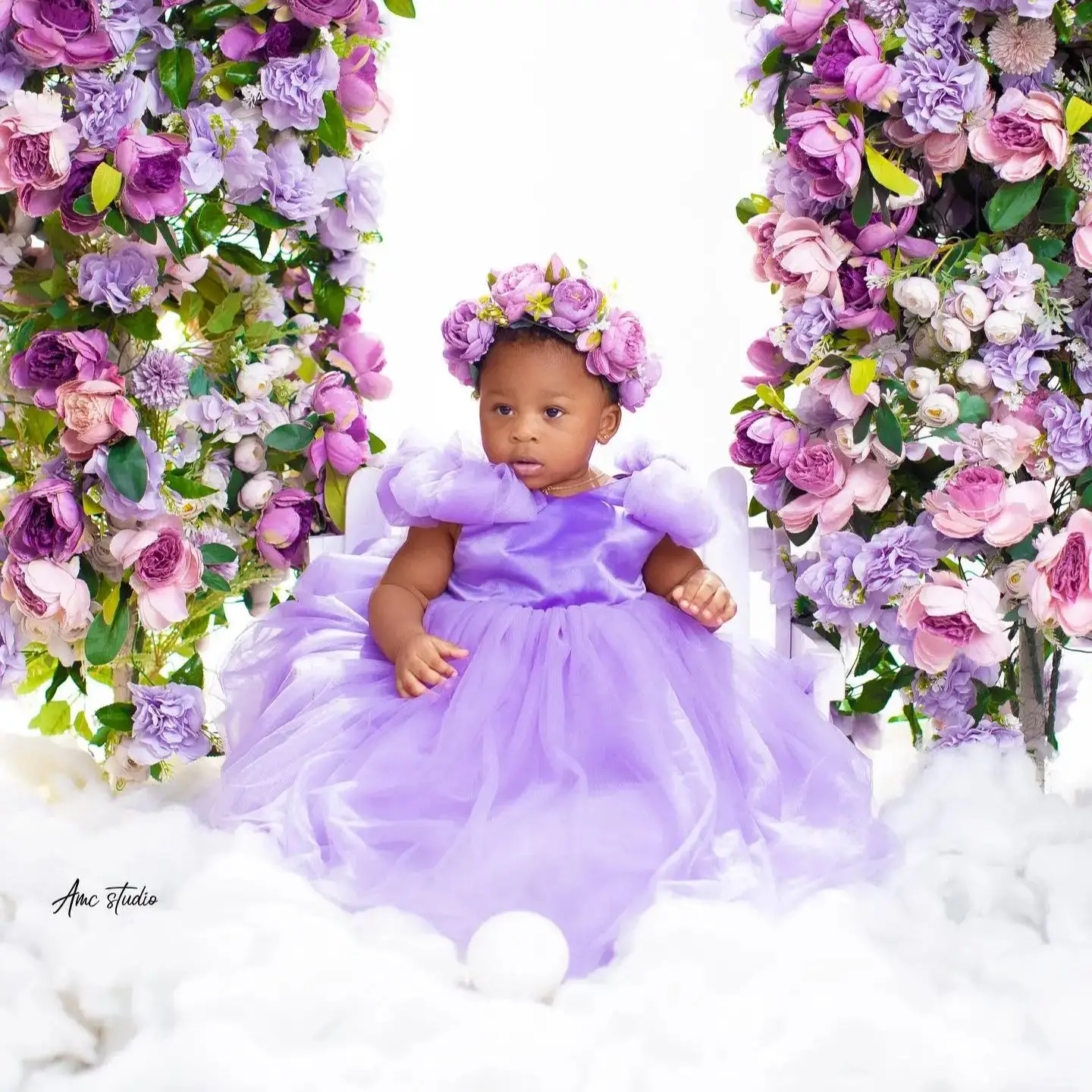 Платье для девочки с фиолетовыми цветами свадебной вечеринки принцессы Святой