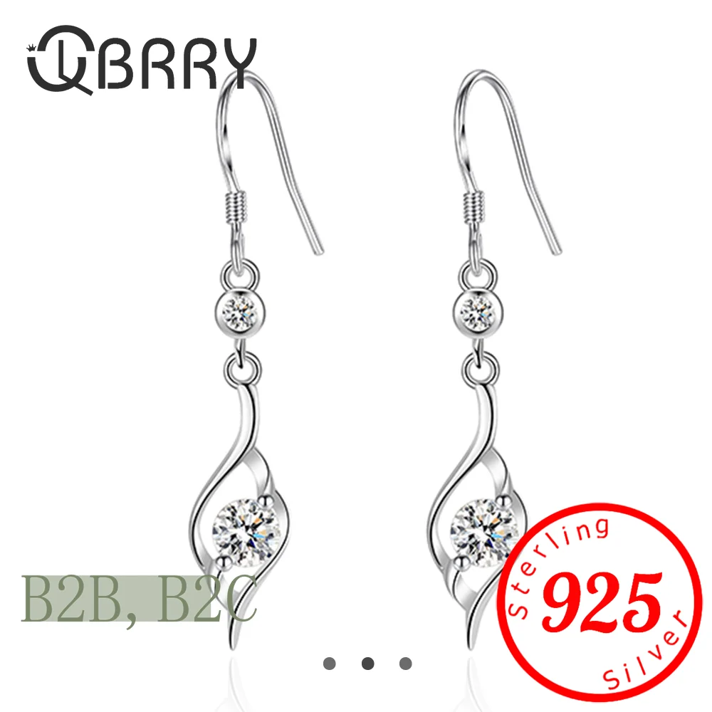 Модные серьги-капли с цирконом драгоценный камень ювелирные изделия из серебра